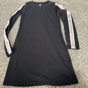 H&M Black Dress with Pink and White Sleeve Stripes